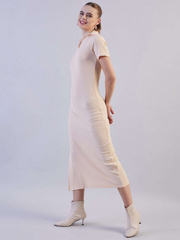 Women's Solid Polo Collar Dress