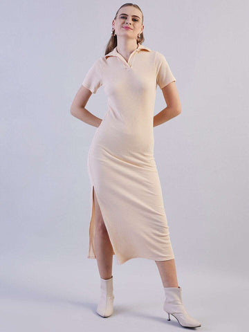Women's Solid Polo Collar Dress