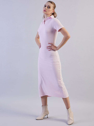 Women's Solid Polo Collar Dress