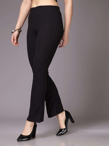 Women's Mid Rise Solid Rib Trouser