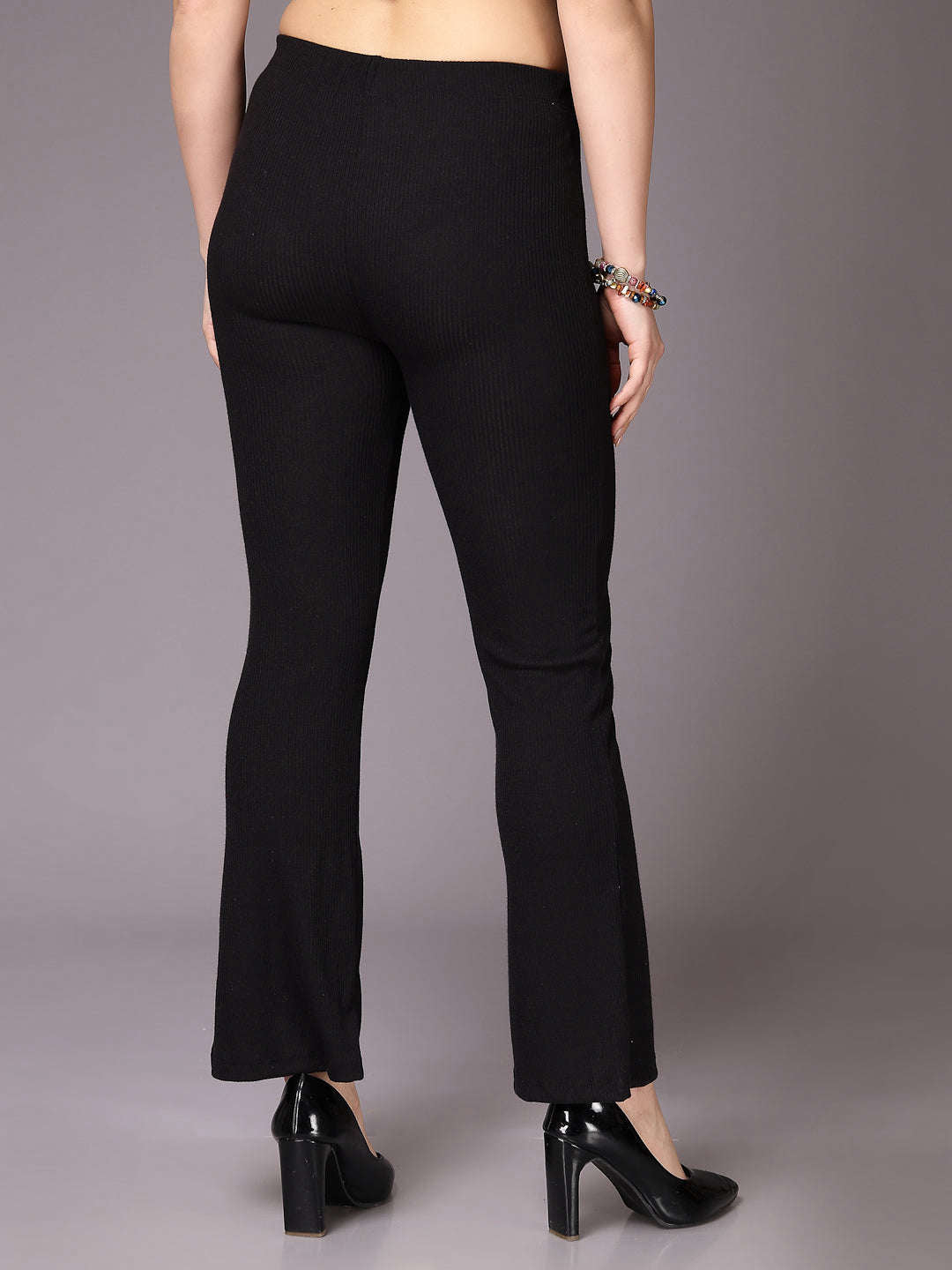 Women's Mid Rise Solid Rib Trouser