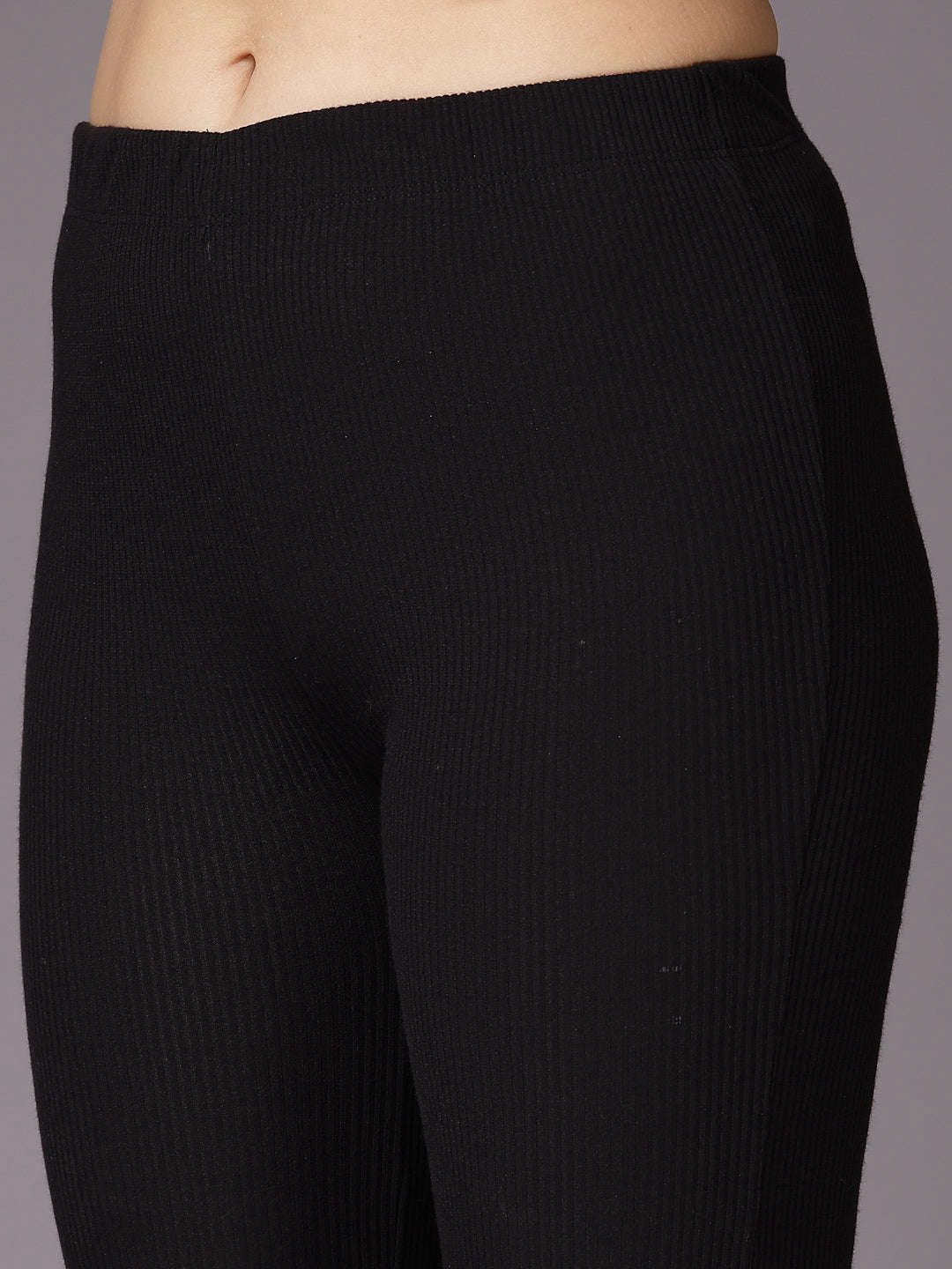 Women's Mid Rise Solid Rib Trouser