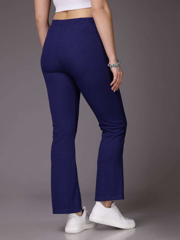 Women's Mid Rise Solid Rib Trouser