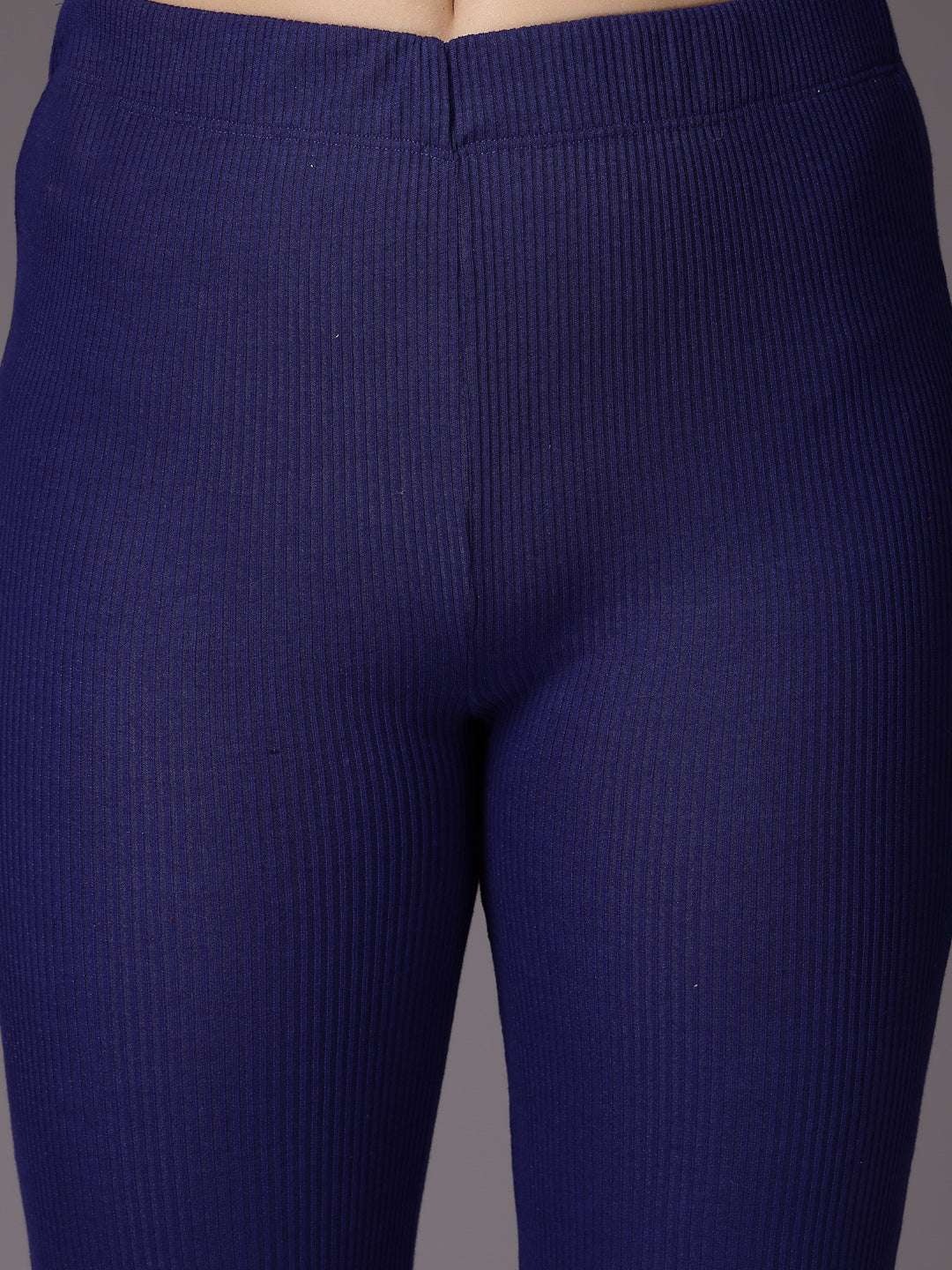 Women's Mid Rise Solid Rib Trouser