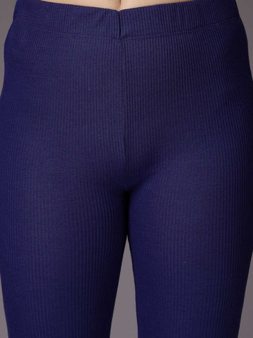 Women's Mid Rise Solid Rib Trouser