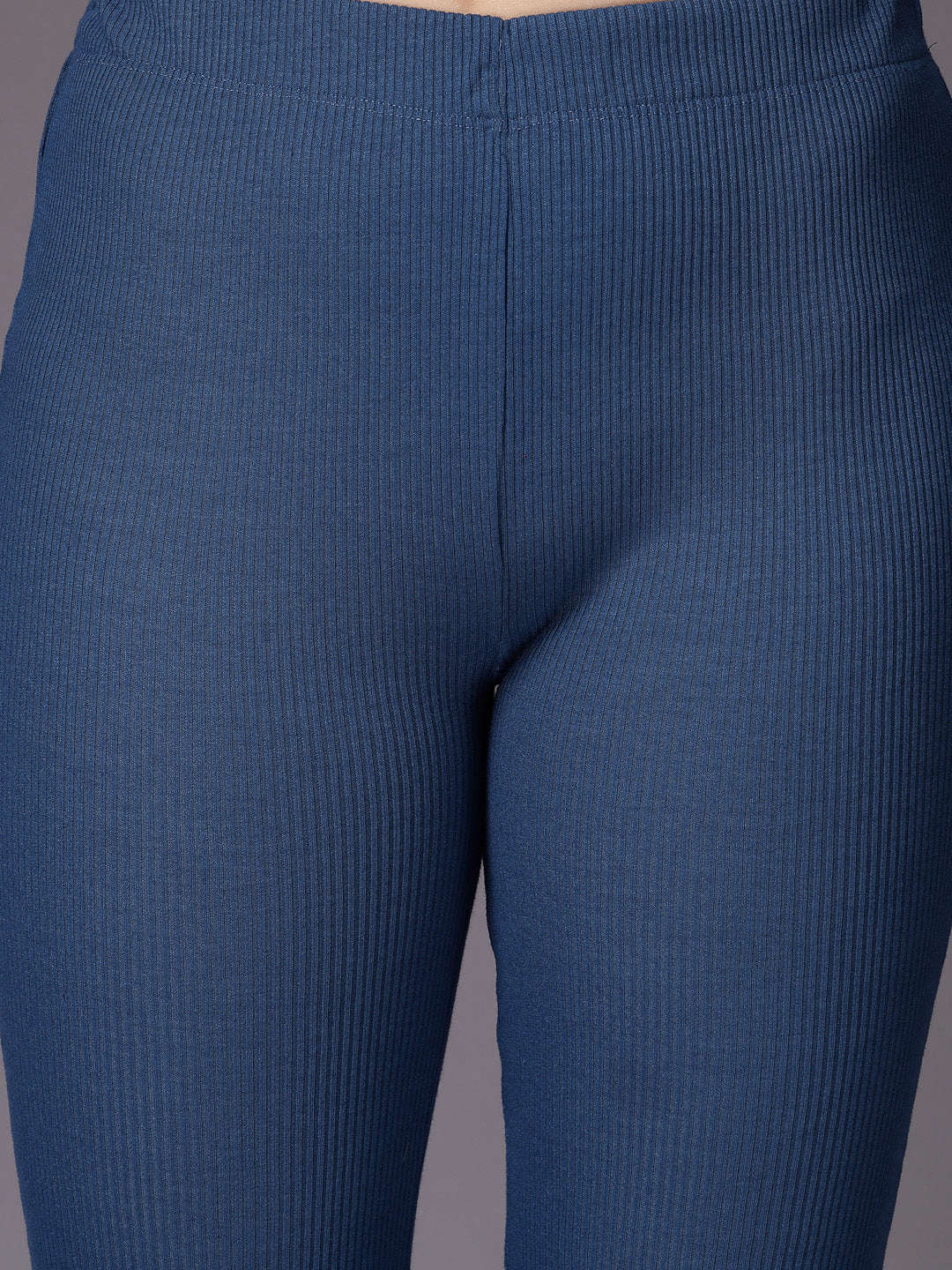 Women's Mid Rise Solid Rib Trouser