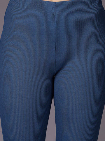 Women's Mid Rise Solid Rib Trouser