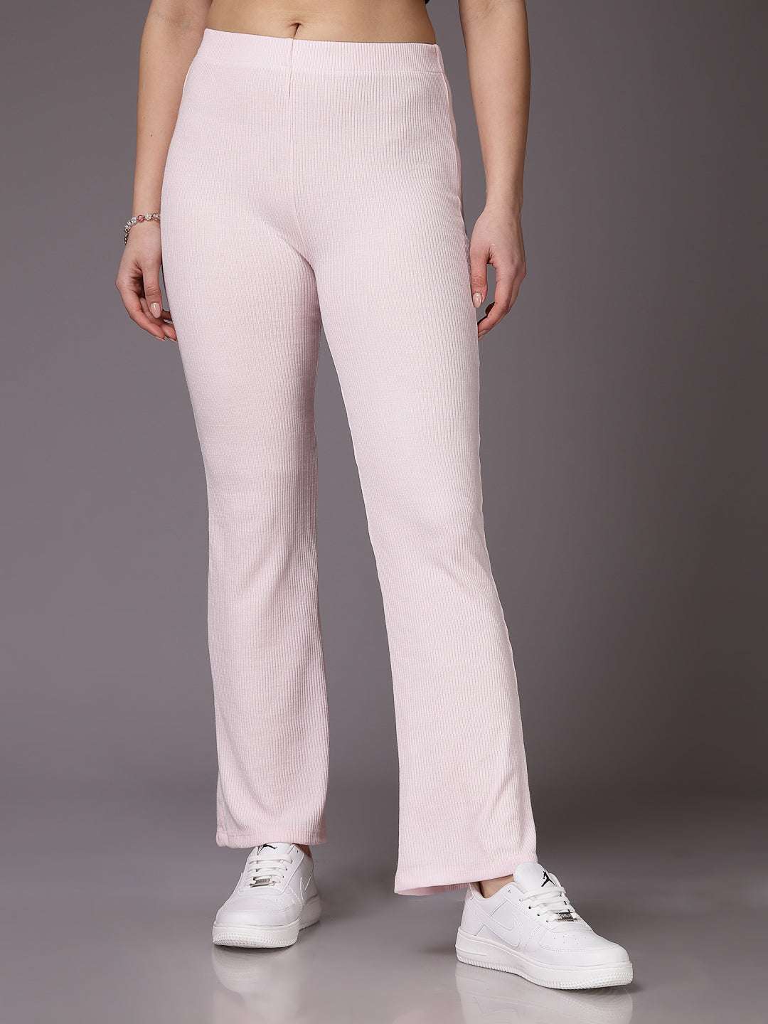 Women's Mid Rise Solid Rib Trouser