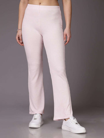 Women's Mid Rise Solid Rib Trouser