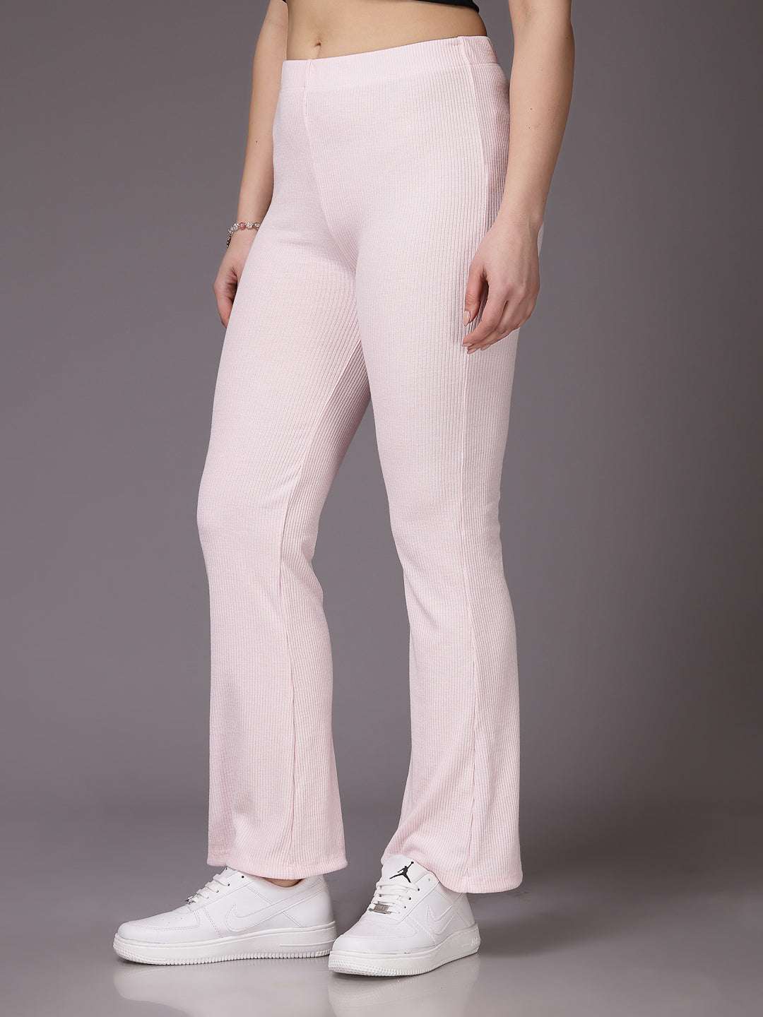 Women's Mid Rise Solid Rib Trouser