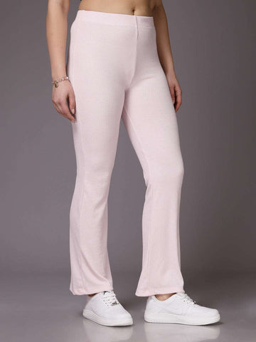 Women's Mid Rise Solid Rib Trouser