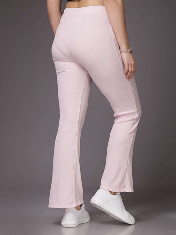 Women's Mid Rise Solid Rib Trouser
