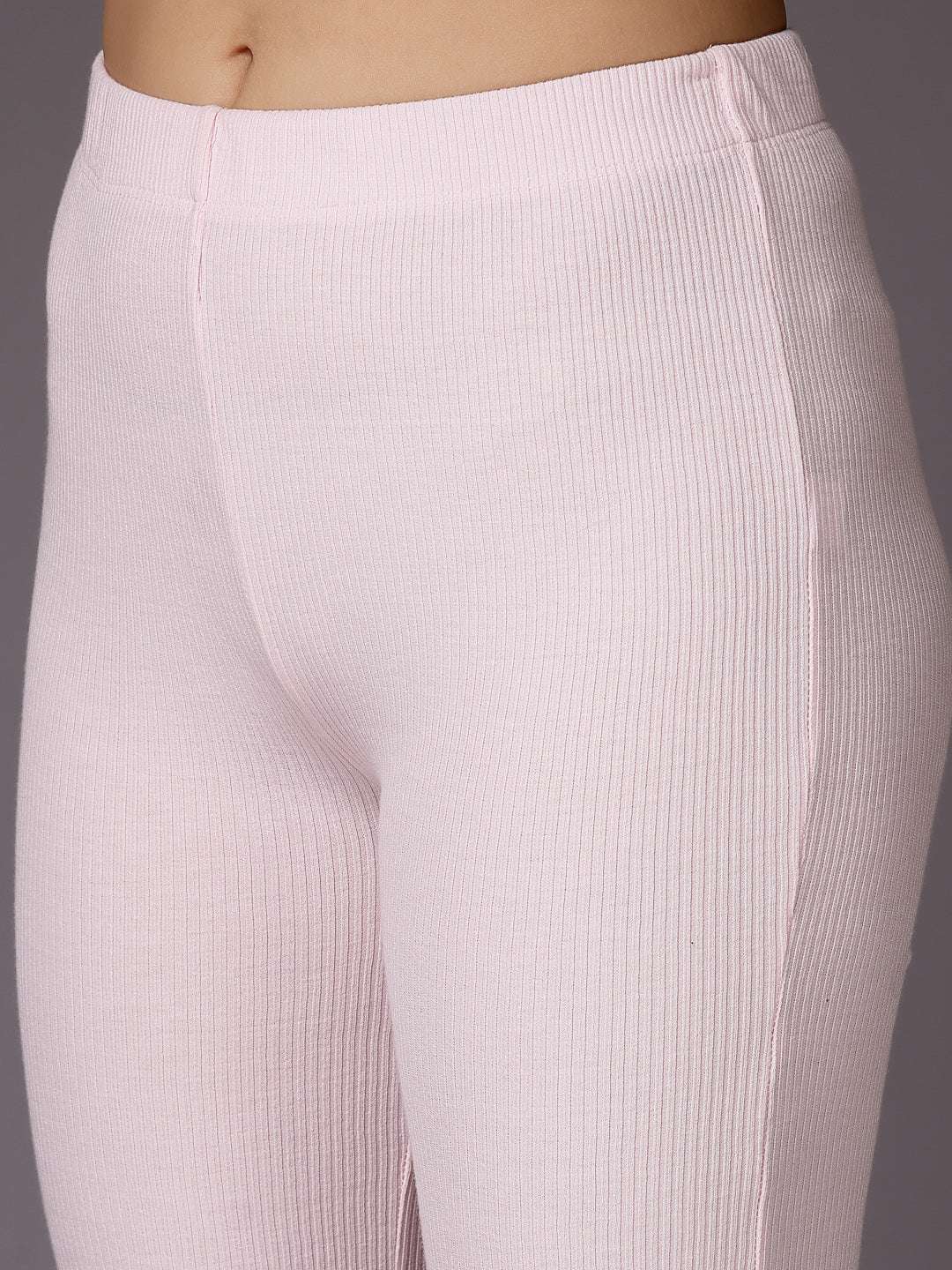 Women's Mid Rise Solid Rib Trouser