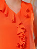 Women's Orange Fitted Textured Ruffled Ruffle Top