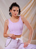 Women's Purple Fitted Solid Square Neck Crop Top