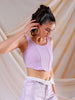 Women's Purple Fitted Solid Square Neck Crop Top