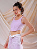 Women's Purple Fitted Solid Square Neck Crop Top