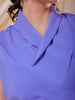 Women's Purple Fitted Textured Cowl Neck Draped Top