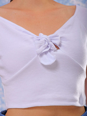 Women's White Fitted Solid Sweetheart Neck Off Shoulder Top