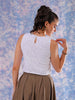 Women's White Regular Lace Round Neck Regular Top