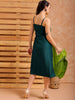 Women's Green A Line Solid Casual Slip Dress
