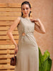Women's Grey A line Solid Partywear Cut Out Dress