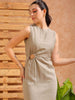 Women's Grey Fit and Flare Solid Partywear Asymmetric Dress