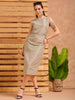 Women's Grey Fitted Solid Casual Sheath Dress