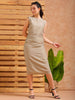 Women's Grey Fitted Solid Casual Sheath Dress