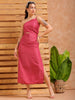 Women's Pink Fitted Solid Partywear One Shoulder Dress