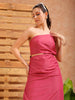 Women's Pink Fitted Solid Partywear One Shoulder Dress