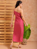 Women's Pink Fitted Solid Partywear One Shoulder Dress