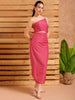 Women's Pink Fitted Solid Partywear One Shoulder Dress