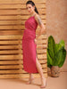 Women's Pink Fitted Solid Partywear One Shoulder Dress