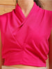 Women's Pink Fitted Textured Draped Top