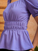Women's Purple Fit and Flare Textured Peplum Top