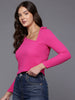 Women's Fitted Textured Asymmetric Top