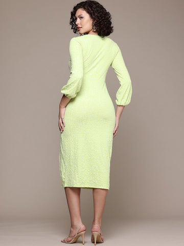 Freehand Women Fit and Flare Textured Midi Dress