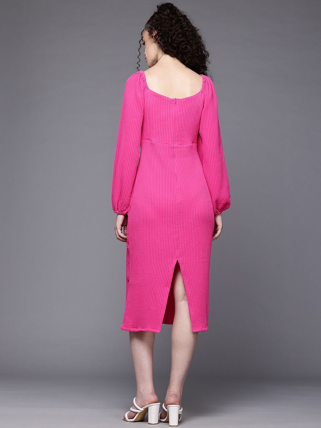 Freehand Women Fitted Textured Midi Dress