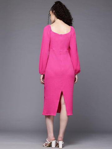 Freehand Women Fitted Textured Midi Dress