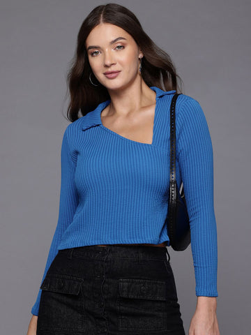 Women's Fitted Textured Asymmetric Top