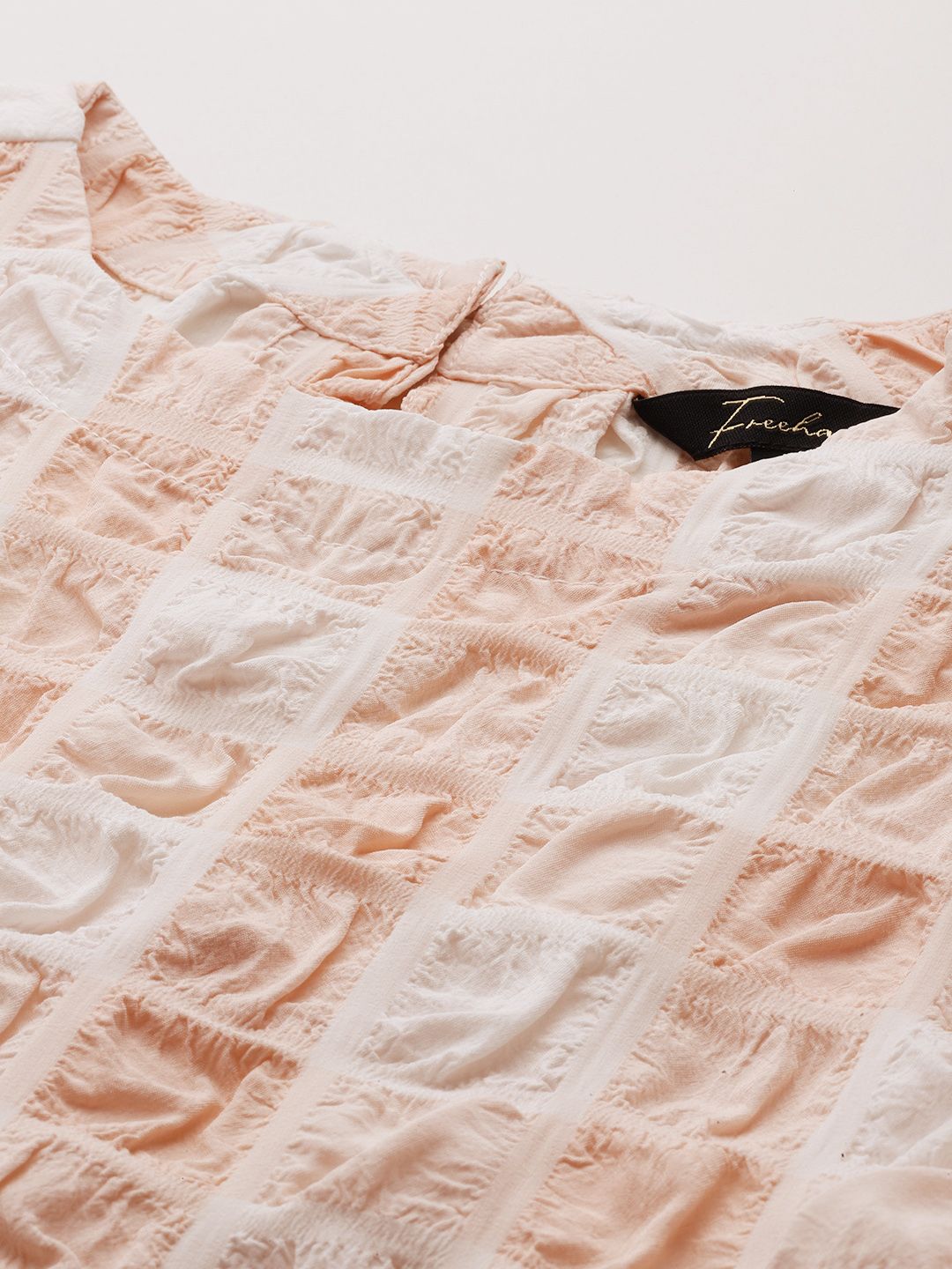 Freehand Peach Women's Fitted Textured Asymmetric Top