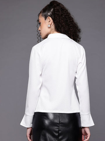 Freehand Women Regular Fit Textured Casual Long Shirt