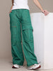 Women's Green Wide Leg Fit Utility Jeans