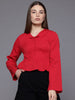 Women's Regular Fit Textured Cinched Waist Top