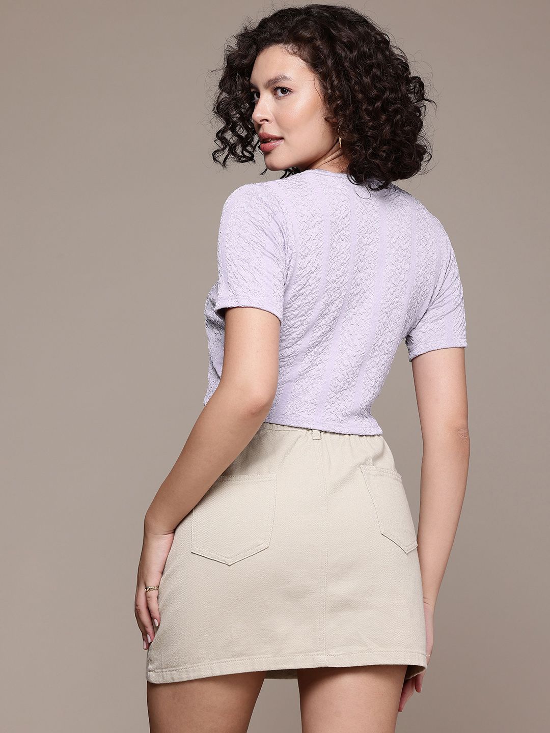 Women's Regular Fit Textured Crop Top