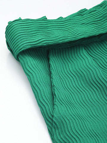 Women's Green Regular Fit Casual Trousers