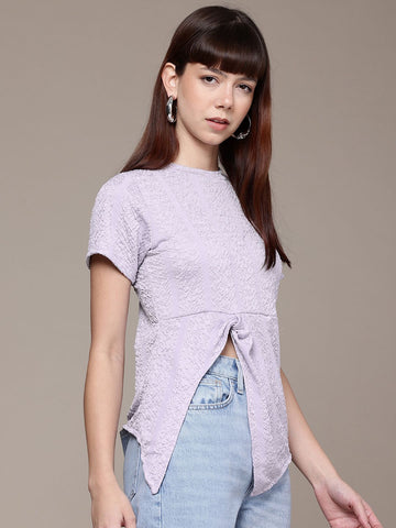 Women's Regular Fit  Textured Knotted Top