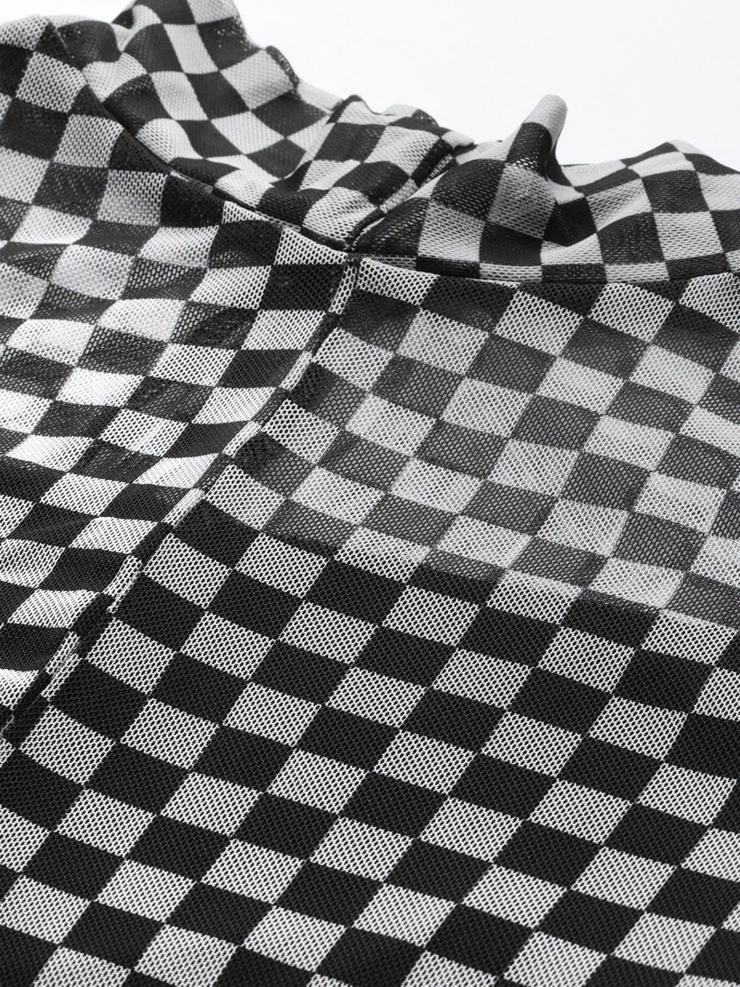 Women's Fitted Checked Party Regular Top