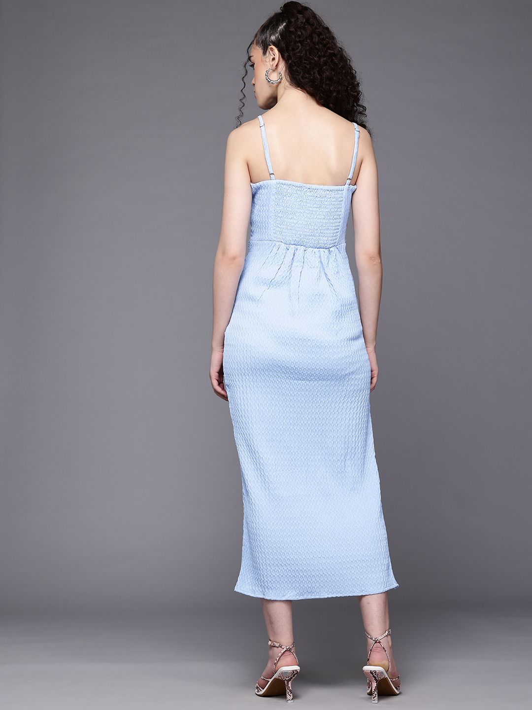 Freehand Women Fitted Textured Gathered Dress